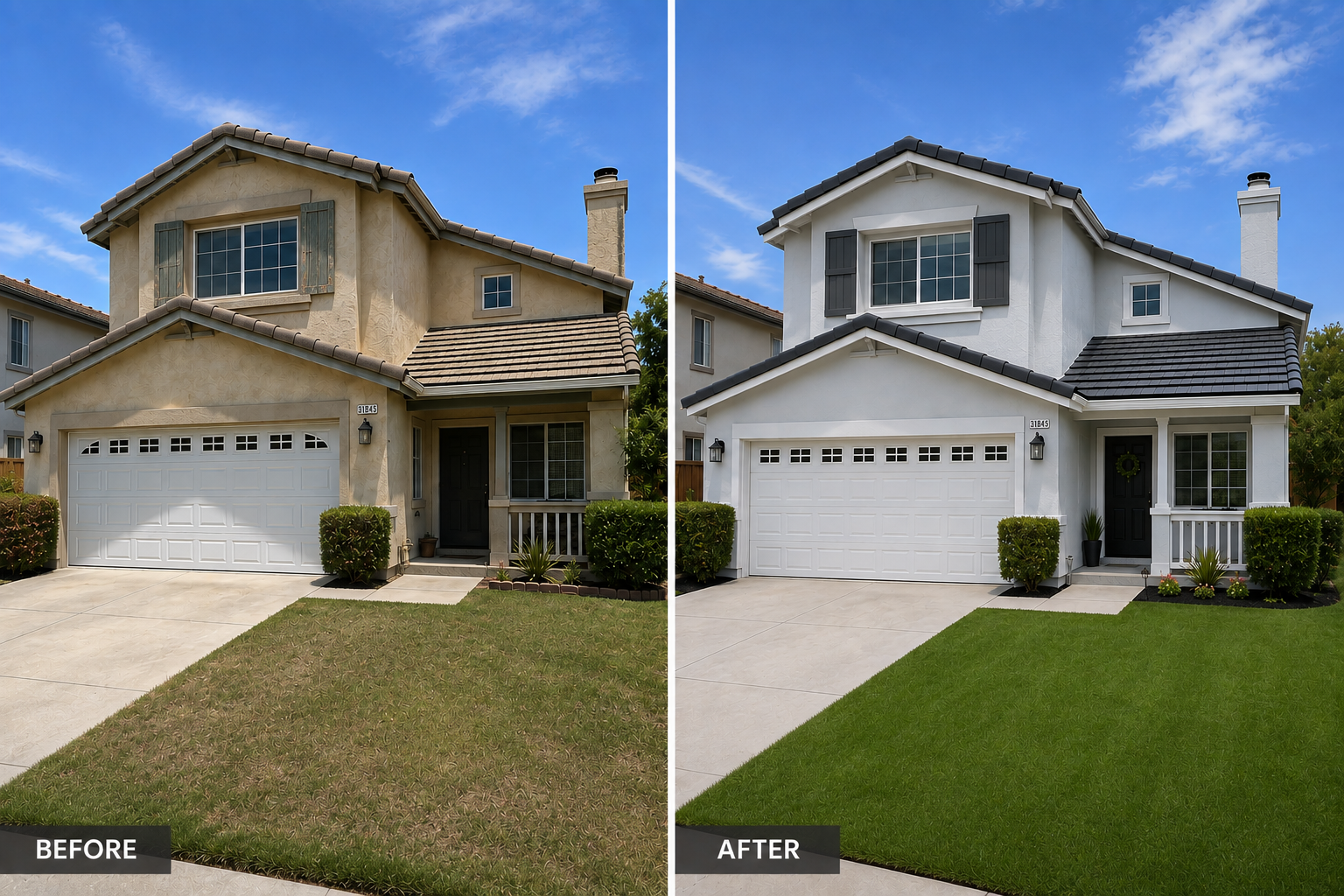 Before and after partial exterior paint
